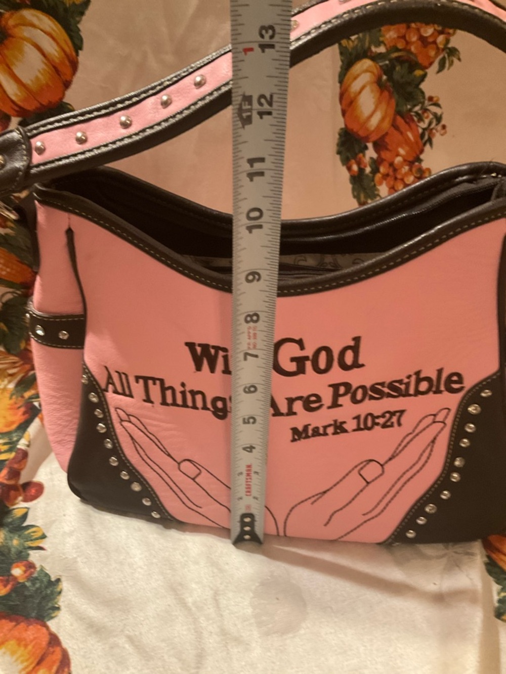 Montana West Pink and Brown Shoulder Bag - With God All Things Are Possible - Picture 10 of 12